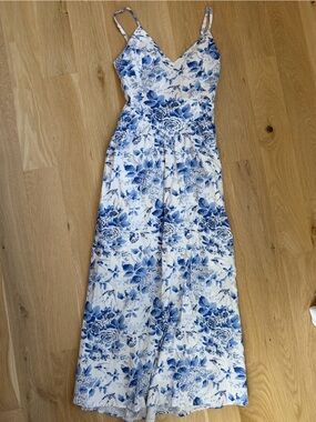 Blue and White Floral Maxi Dress